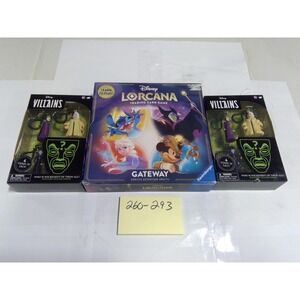 Disney Lorcana Gateway Game & 2 Villains Mystery Figures Bundle New Multi-Color